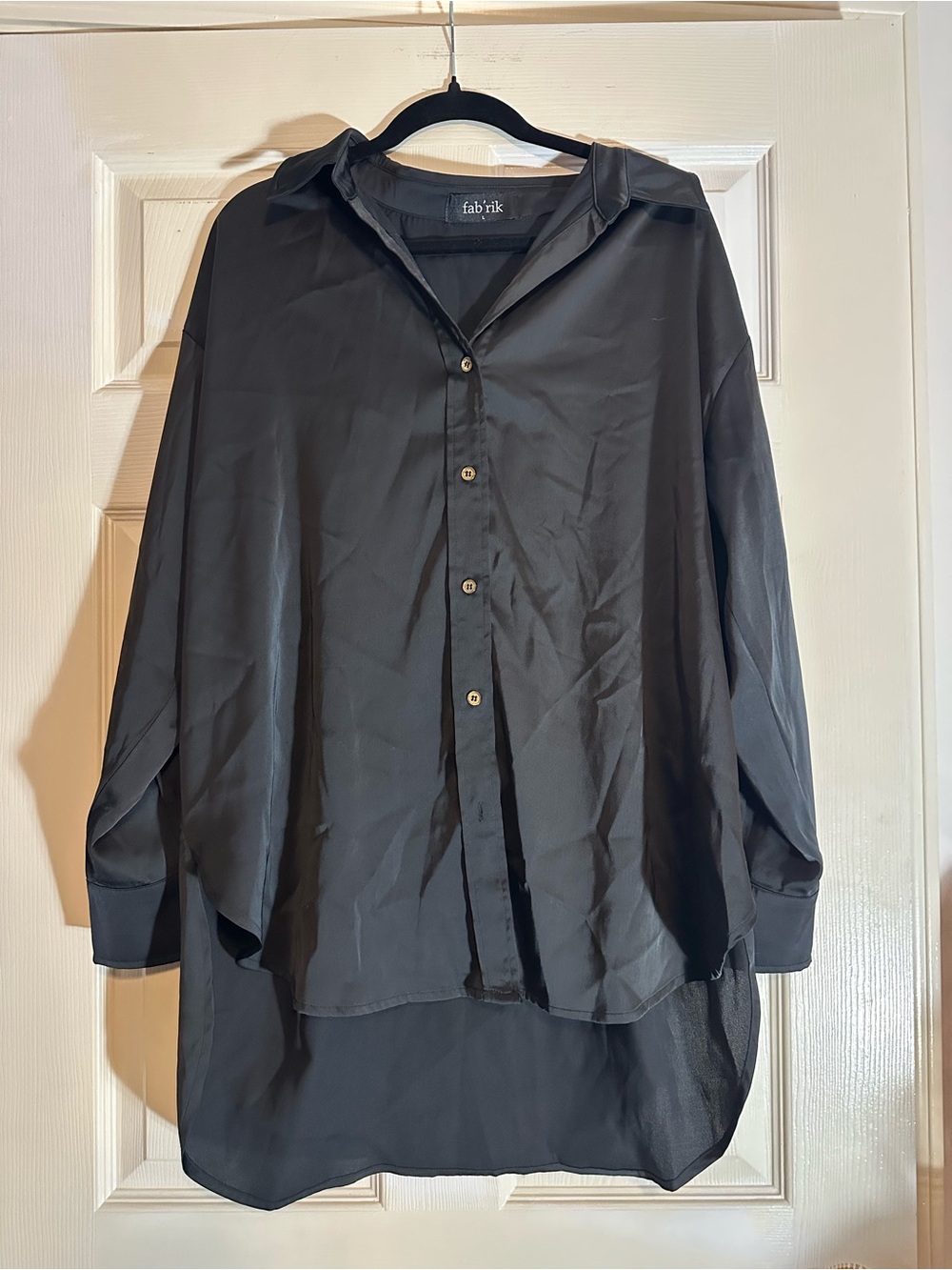 fab'rik Black Oversized Button-Up Shirt Blouse